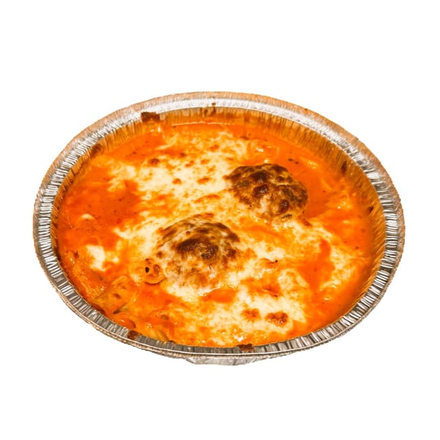 Baked Ziti with Pink Sauce and Meatballs.